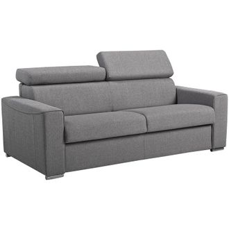 Vente-Unique Divano letto a ribalta 3 posti in tessuto Grigio - Materasso larghezza 140 cm - Spessore 18 cm - VIZIR