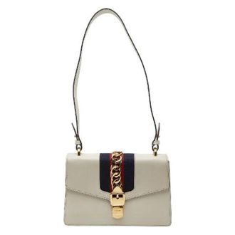 Gucci Pre-owned Shoulder Bags, female, Beige, Size: ONE SIZE Pre-owned Sylvie Shearling Leather Shoulder Bag