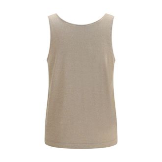 Brunello Cucinelli Womens Beige Cashmere Tank Tops