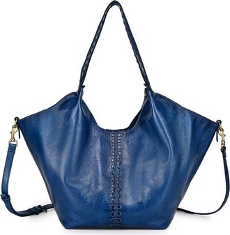 OLD TREND Wisteria Small Handwoven Leather Tote in Blue at Nordstrom