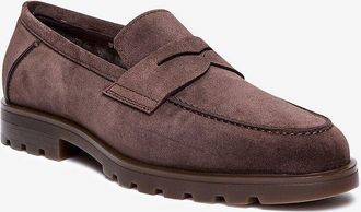 Santoni Warme Wildledermokassins mit gezahnten Sohlen Penny