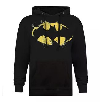 Batman Heren Hoodie met geverfd effect-logo (ZWART/GEEL)