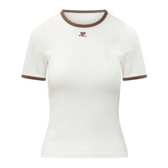 Courr&egrave;ges Dames, Tops, Wit, Maat: M Katoen