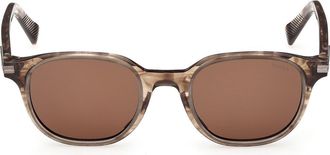 Ermenegildo Zegna 50mm Round Sunglasses in Trasnp Dark Brown /Brown at Nordstrom