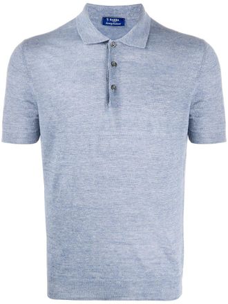 Barba knitted polo shirt - men - Linen/Flax - 52 - Blue