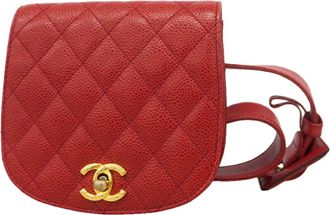 Chanel Red Color Grained Calfskin Fanny Pack (Pre-Owned)