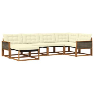 vidaXL Conjunto De Sof&aacute;s De Exterior Con Coj&iacute;n 6 Pcs Natural Y Crema Vidaxl