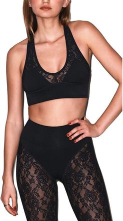 Fleur du Mal Le Stretch Lace Sports Bra in Black at Nordstrom, Size X-Small