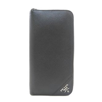 Prada Black Leather Long Wallet (Bi-Fold) (Pre-Owned)