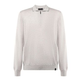 Fay V-neck Knitwear, male, Gray, Size: 2XL Round-neck Knitwear