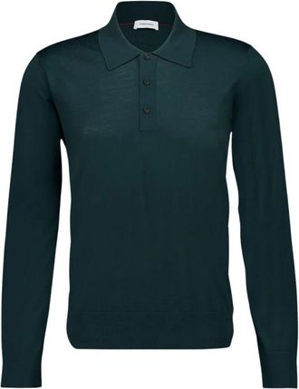 Ferragamo Lange Mouw Wollen Poloshirt - Heren - Ronde hals truien - Groen - S - Wol - Truien & Vesten