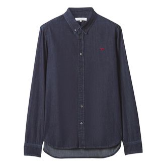 Maison Kitsun&eacute; Profile Fox Casual Shirt - Heren - Spijkeroverhemden - Blauw - M - Katoen - Overhemden