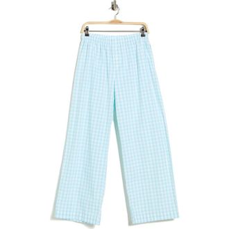 Nordstrom Rack Cotton Poplin Pants in White- Teal S Ella Gingham at Nordstrom Rack, Size X-Small