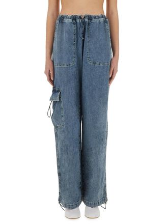 Moschino Wide Fit Denim Cargo Pants - Blue