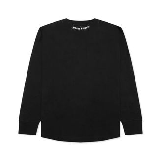 Palm Angels Tops, Heren, Zwart, M, Katoen, Logo Mock Neck Longsleeve T-Shirt