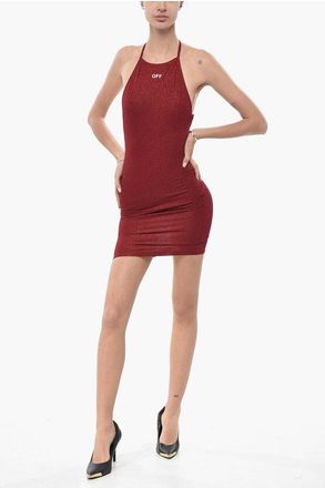 Off-white Lurex Mini Dress with Halter Neck size 44