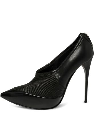 Burberry 130mm ribbed-detail pointed-toe pumps - women - Leather/Leather/Leather - 40.5 - Black