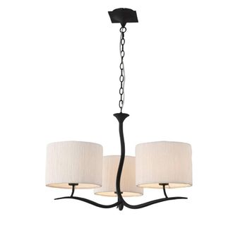 Netlighting Eve Ceiling Pendant 3 Light E27 Anthracite with White Round Shades in Black
