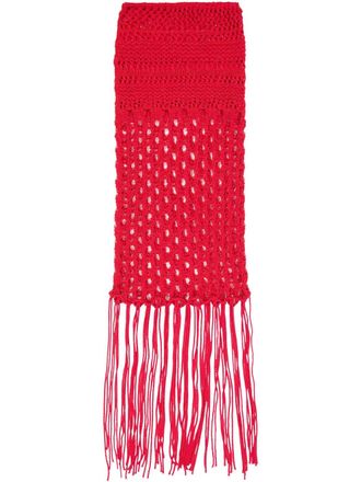 Laneus open-knit long skirt - women - Fabric - 40 - Red