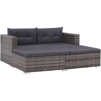 vidaXL Vidaxl - Set Divani da Giardino 3 pz con Cuscini in Polyrattan Grigio