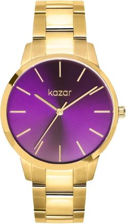 Kazar Horloge met paarse wijzerplaat en gouden armband - Dames - Horloges - Paars - ONE Size - Accessoires