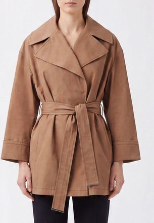 Herno Trench corto in gabardine di cotone con cintura da annodare in vita