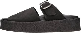 Clarks Schoenen, Dames, Zwart, 38 EU, Leer, Crepe Slide Nabuknero