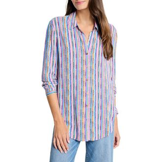 Nic+Zoe Solstice Stripe Button-Up Shirt in Purple Multi at Nordstrom Rack, Size X-Small