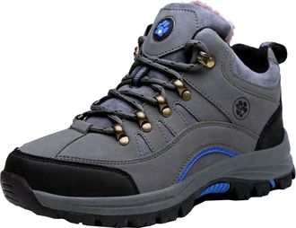 Generic Men Outdoor Snow Boots Fleece Lined Warm High Top Cotton Shoes NonSlip Wear Resistant Short Hiking Boots (Gray,9.5)