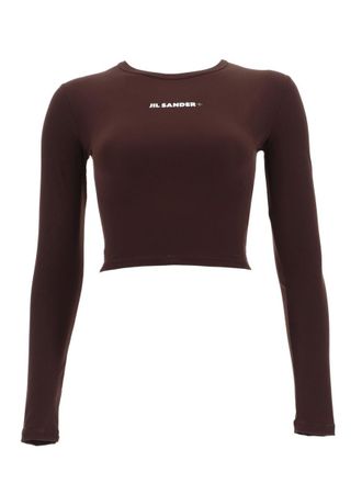 Jil Sander Fitted Long Sleeve Center Logo Top