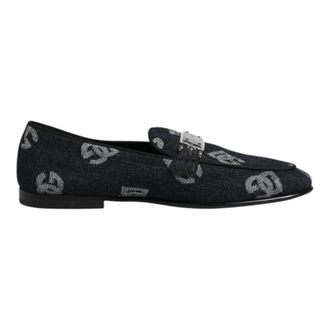 Dolce & Gabbana Loafers Slides Dress - Heren - Loafers - Blauw - 43 EU - Katoen - Schoenen