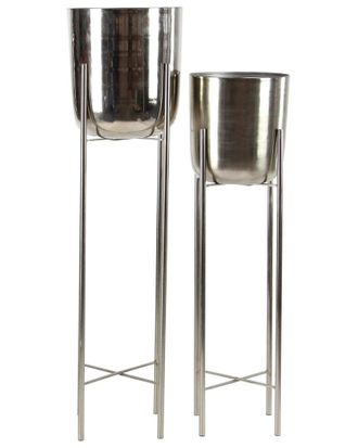 CosmoLiving by Cosmopolitan Cosmoliving By Cosmopolitan Set Of 2 Dome Planters With Stands