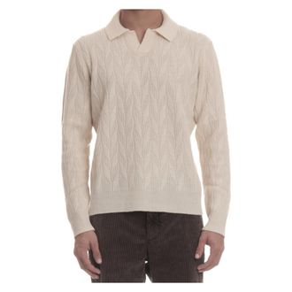 Drumohr V-neck Knitwear, male, Beige, Size: 2XL Cream Sweater Ribbed Collar Stylish