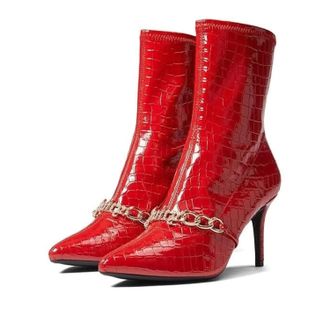 Juicy Couture Womens Juicy Couture Tommi Red Snakeskin Stiletto Heel Ankle Boots RHS7329