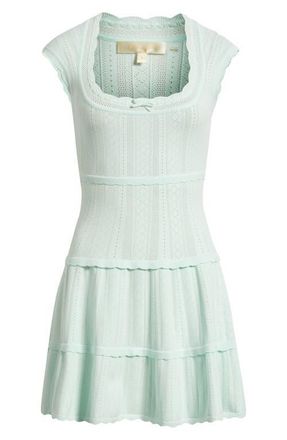 LoveShackFancy Laighton Pointelle Knit Dress in Dusty Lagoon at Nordstrom, Size Xx-Large