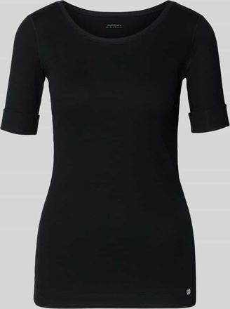 Marc Cain T-Shirt mit &Auml;rmelaufschlag und Rundhalsausschnitt in Black, Gr&ouml;&szlig;e 34