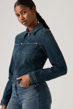 Levi's Y2K Stretch Fitted Trucker Jacket - Donna - M - Blu / Nostalgic Nod