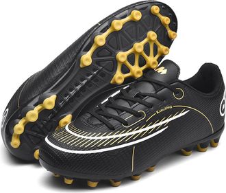 Generic Mens Low-top Breathable Soccer Cleats - Lightweight Lace-up Turf Football Shoes for Women - Anti-Slip Baseball Shoes (Black-Long Cleats,10.5)