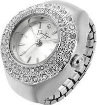 Jessica Simpson Miligrain Crystal Ring Watch, 22mm in Silver at Nordstrom Rack