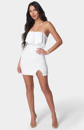 Bebe Womens Strapless Flounce Mini Dress