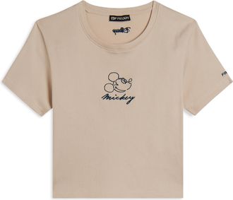 Freddy T-shirt cropped da donna in costina con ricami Disney