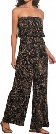 Elan Strapless Jumpsuit In Black/beige