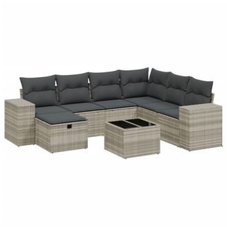 vidaXL Vidaxl - Set Divano Da Giardino 8pz Con Cuscini Grigio Chiaro Polyrattan