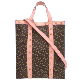 Burberry Brown Pink Pvc Leather Shoulder Bag Tote Bag (Pre-Owned)