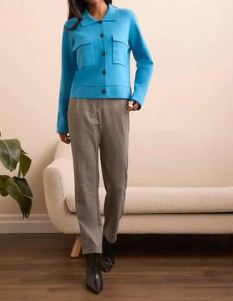Tribal Dulcie Double Knit Collared Sweater In Celestial