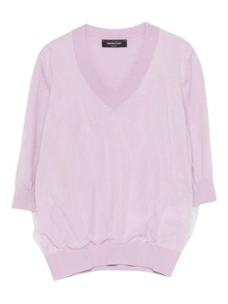 Fabiana Filippi V-neck top - women - Virgin Wool/Cotton/Polyamide - 42 - Purple