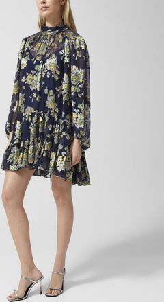 Rixo Womens Anaya tie-collar chiffon mini-dress