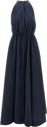 Emporio Armani Lange Jurk met Poplin Trekkoord - Dames - Casual kleedjes - Blauw - XS - Katoen - Kleedjes