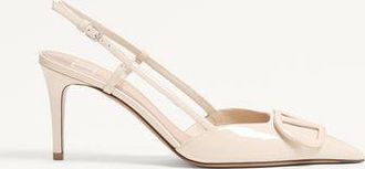 Valentino Garavani VLogo Signature Patent Leather Slingback Pump 80Mm Woman LIGHT IVORY 34.5
