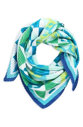 Echo Mosaic Geo Pleated Diamond Scarf in Aqua at Nordstrom